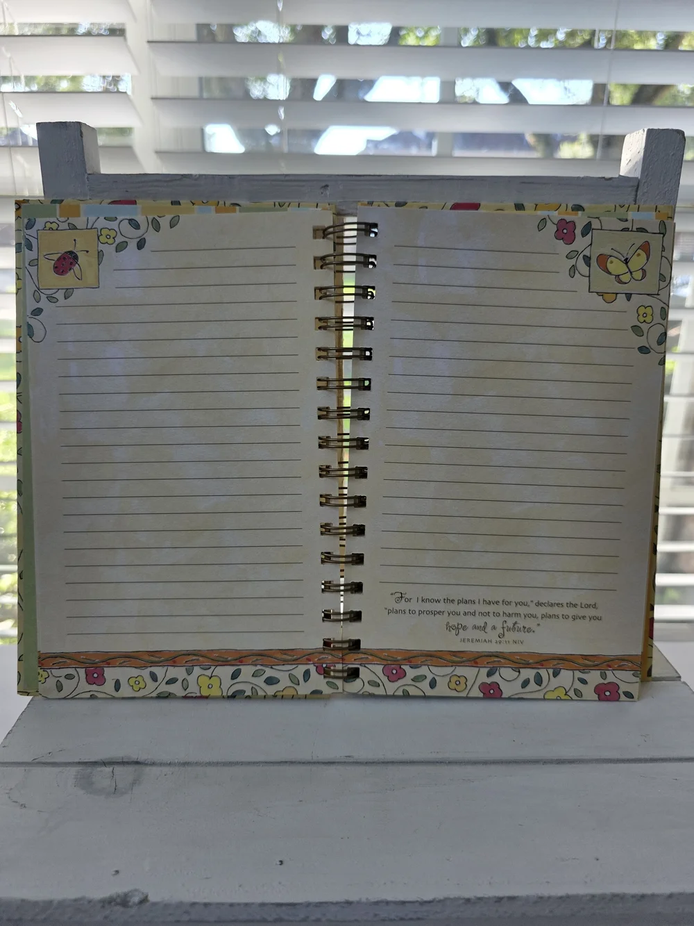 DaySpring Floral Spiral Journal with Butterfly & Ladybug Motifs - Yellow